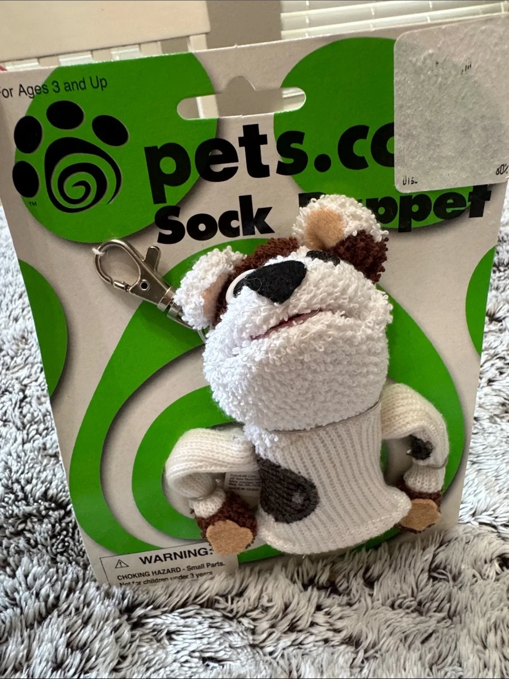 Pets.com Vintage Sock Puppet Polyester Dog Keychain Fun 4 All Corp 4.5” New